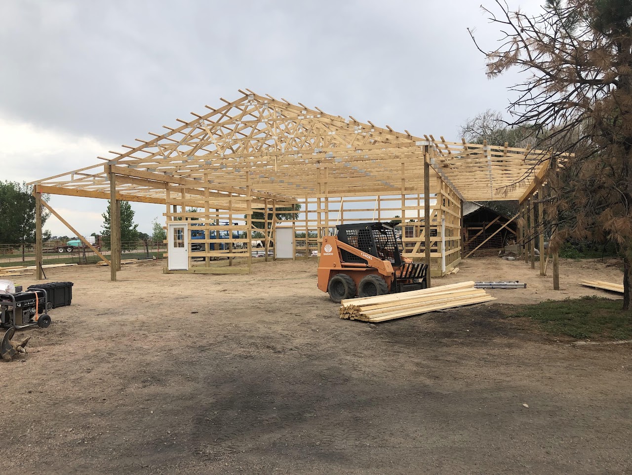 Timber-framed building under construction in Missouri